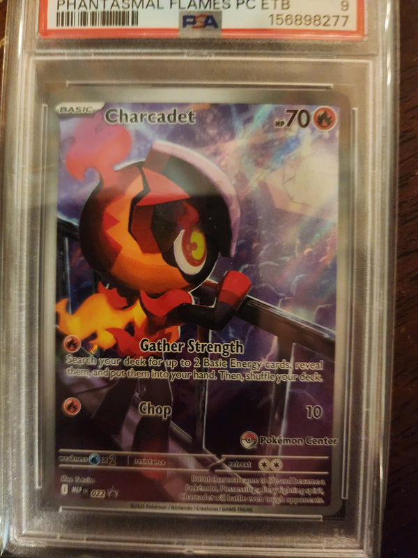 2025 Pokemon Charcadet #022 Phantasmal Flames Pokemon Center ETB Promo PSA 9 Mint